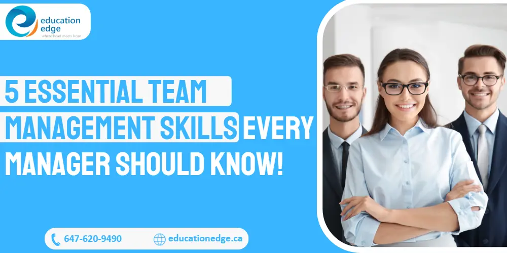 Illustration of 5 essential team management skills every manager should master.