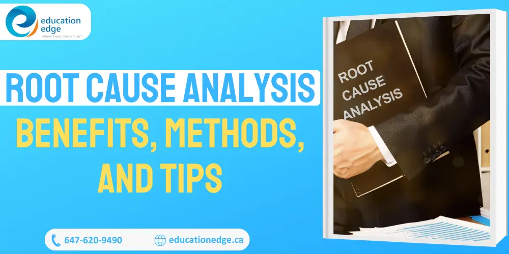 Infographic explaining root cause analysis, its benefits, common methods, and helpful tips for effective problem-solving.