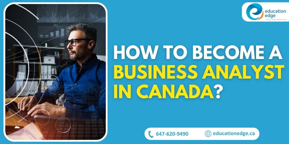 A professional analyzes data overlaid on a graph, representing the analytical skills needed to become a business analyst in Canada.