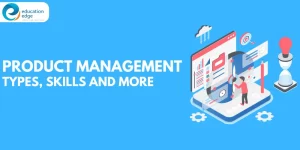 Infographic illustrating the various types and essential skills in product management, including strategy development, market analysis, and product lifecycle management.