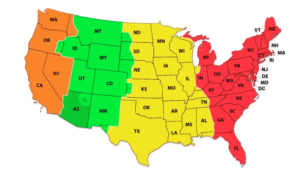 Time Zones of the US 