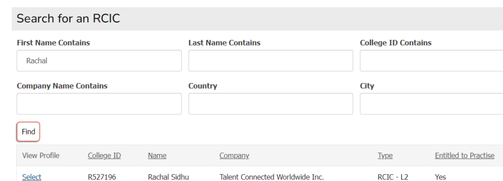 Find an Immigration Consultant STEP 1
